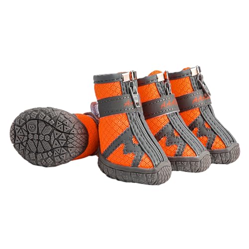 FANSU Hundeschuhe 4 Stück, Hundeschuhe Pfotenschutz Hunde Schuhe Outdoor Laufen Hundeschuhe Winter, Schuhe für Hunde Rutschfester für Kleine und Mittlere Hunde (XS,1703 Orange) von FANSU