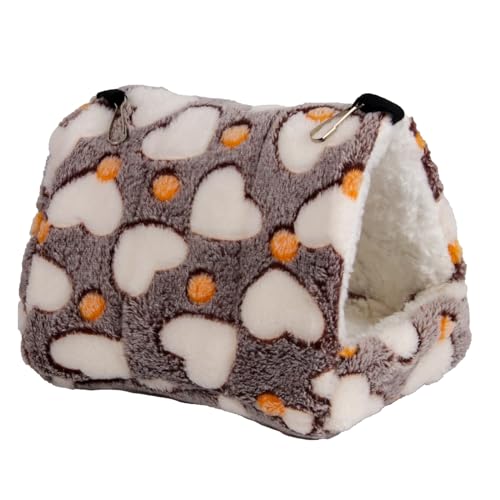 FANSU Meerschweinchen Bett Versteck, Meerschweinchen Betthöhle Winter Gemütliches Waschbar Kuschelhöhle Kuschelig für Kleintiere Hamster Chinchillas Mini Igel (16x13x16cm,Kaffee Pfote) von FANSU