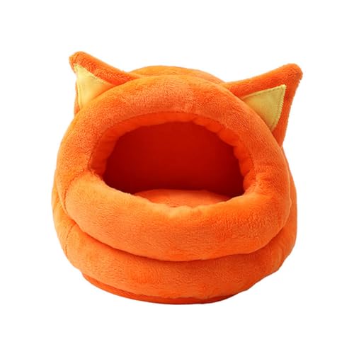 FANSU Meerschweinchen Bett Versteck, Meerschweinchen Betthöhle Winter Gemütliches Waschbar Kuschelhöhle Kuschelig mit Abnehmbarem Kissen für Kleintiere Hamster Chinchillas (M(15 * 15cm),Orange) von FANSU