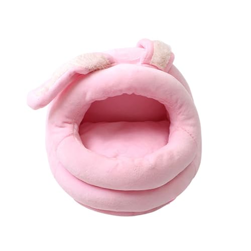 FANSU Meerschweinchen Bett Versteck, Meerschweinchen Betthöhle Winter Gemütliches Waschbar Kuschelhöhle Kuschelig mit Abnehmbarem Kissen für Kleintiere Hamster Chinchillas (M(15 * 15cm),Rosa) von FANSU