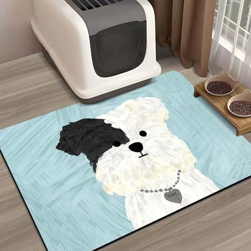 FANSU Napfunterlage Hund Saugfähig Schnelltrocknende, Waschbar rutschfest Futtermatte, Diatomeenerde Futtermatte Hund Futterunterlage Katze, für Hunde & Katzen (Welpe B,50x80cm) von FANSU