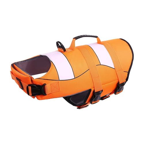 FANSU Schwimmweste Hunde, Hundeschwimmweste mit Rettungsgriff Sicherheitsweste für Hunde Verstellbare Größe zum Schwimmen, Surfen, Bootfahren (L,Orange) von FANSU