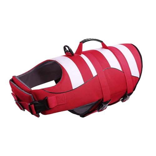 FANSU Schwimmweste Hunde, Hundeschwimmweste mit Rettungsgriff Sicherheitsweste für Hunde Verstellbare Größe zum Schwimmen, Surfen, Bootfahren (XL,Rot) von FANSU