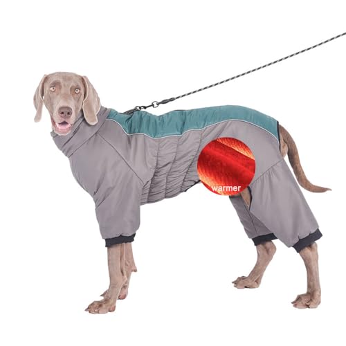 FANSU Winter Hundemantel mit Ärmeln Hundemantel für Mittelgroßer Hunde Grosse Hunde Winter Hundemantel Warme Hundejacke Haustier Jacken Wattierte Kleidung (4XL,Salbeigrün Grau) von FANSU