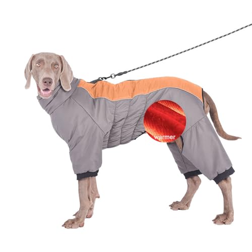 FANSU Winter Hundemantel mit Ärmeln Hundemantel für Mittelgroßer Hunde Grosse Hunde Winter Hundemantel Warme Hundejacke Haustier Jacken Wattierte Kleidung (6XL,Hellorangegrau) von FANSU