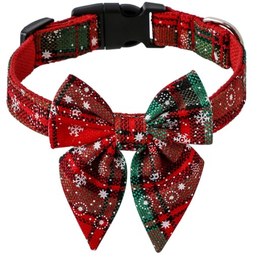 FANSWAN Weihnachts-Halsband für Hunde mit Schleife, Festival, Party, Haustierkostüm, Zubehör, Breakaway, Kätzchen, Urlaubshalsband von FANSWAN