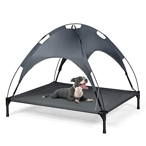 FANTASK Haustierbett mit Baldachin, Haustier Liegeplatz draußen, Hundesofa Schlafplatz Outdoor, Katzenliege Katzenbett von FANTASK