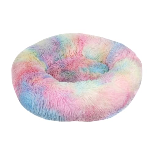 FAOLONE Selbstwärmendes Haustierbett, Donut-, Katzen- und Hundebett, beruhigendes Katzen- und Hundebett für Haustiere, Katzenbetten, bequem, rund, ultraweich, waschbar, Größe M, 61 cm, mehrfarbig von FAOLONE