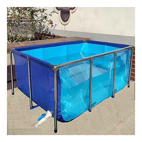 Freistehendes Aquarium für den Innenbereich, Flexible Teichfolien aus PVC-Leinwand mit Stahlrahmen, Sichtfenster, Zuchtwassertank für Koi, Goldfische (Farbe: Blau-klar, Größe: 100 von FARIH