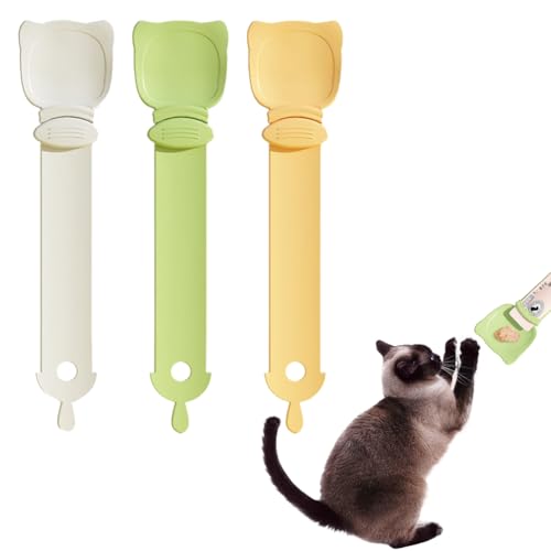 3 Stück Löffel für Snack Katze, Löffel für Soft Katzen, Spoon für Cat Treats Squeezable von FARYODI