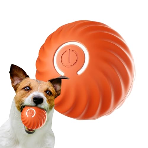 FARYODI Katzenspielzeug Elektrisch - Interaktives elektrisches Katzenspielzeug für Selbstbeschäftigung, Intelligentes USB Wiederaufladbarer 360-Grad LED-Ball Katzenspielzeug Ball (Orange) von FARYODI