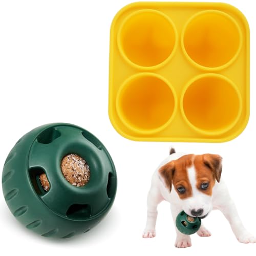 FARYODI Schleckball Hund,Pupsicle Hundespielzeug Langlebiges Leckerli,Interaktives Hunde Leckerli Ball Spielzeug,Befüllbares Hundespielzeug (dunkelgrüne Kugel) von FARYODI