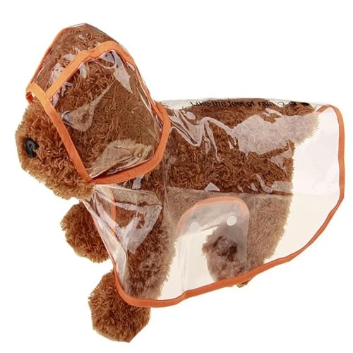 FASHIIROW Poncho Regen Transparente Regenbekleidung Regenmantel Haustier Kapuze wasserdichte Jacke Kleidung Kleine Hunde Regenmantel Welpe-orange-XXL Gewicht 6-9 Kg von FASHIIROW