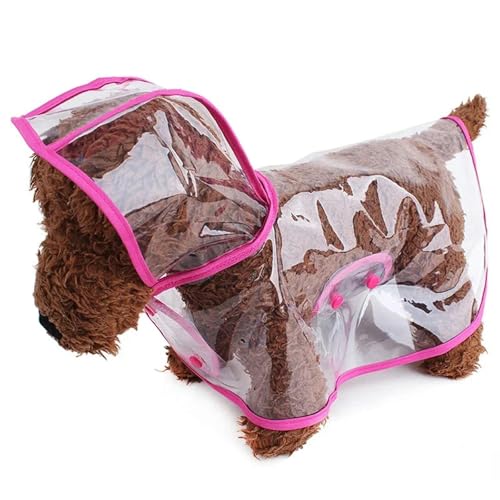 FASHIIROW Poncho Regen Transparente Regenbekleidung Regenmantel Haustier Kapuze wasserdichte Jacke Kleidung Kleine Hunde Regenmantel Welpe-rosa-3xl Gewicht 9-12,5 Kg von FASHIIROW