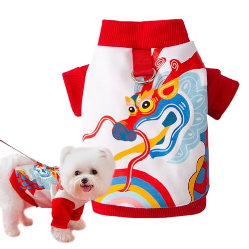 FASSME Chinesisches Drachen-Haustierkostüm, Neujahrs-Hundekleidung, Entzückende Handwerkskunst, bequem, weich, atmungsaktiv, chinesischer Drache, Haustierkostüm für Schnauzer, französische Bulldogge von FASSME