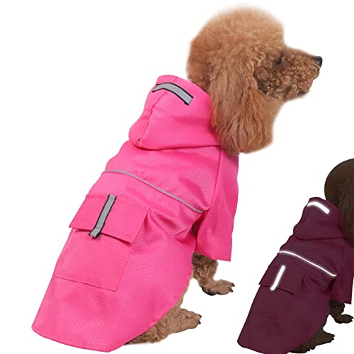 Hunde-Regenmantel Pet Rain Slicker,wasserdichte, reflektierende Regenjacke für Hunde mit Kapuze - Reflektierender Nachtlichtstreifen, wasserdichte Regenjacke mit Kapuze für kleine von FASSME