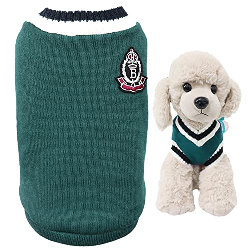 FASSME Hunde-Strickpullover | Weicher Winter-Hundepullover mit Luftdurchlässigkeit – warme Hunde, nicht klebrige Haare, dicker V-Ausschnitt, College-Stil, Strickwaren, Pullover, Winter, Haustierkleidung für kleine, mittelgroße Hunde und Katzen von FASSME