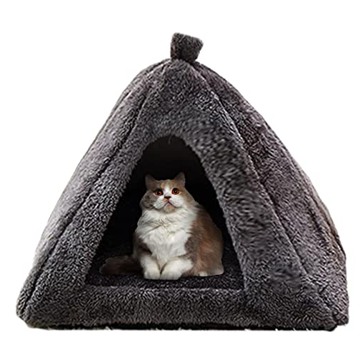 Katzennest – Katzenhäuser für Indoor-Katzen | Haustierbett selbstwärmend 2-in-1 Katzenzelt Höhle mit halbgeschlossener Höhe für Kätzchen und kleine Hunde Kaninchen von FASSME