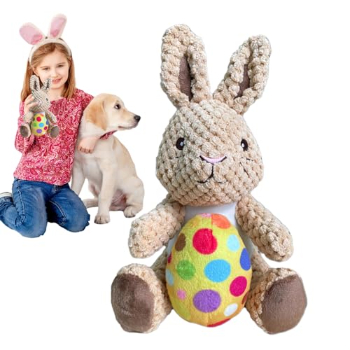 Quietschendes Hundespielzeug aus Plüsch, Osterhase, Kauspielzeug für Welpen, kleines Plüsch-Kauspielzeug, interaktiv, leicht, verschleißfestes Plüsch-Kauspielzeug von FASSME