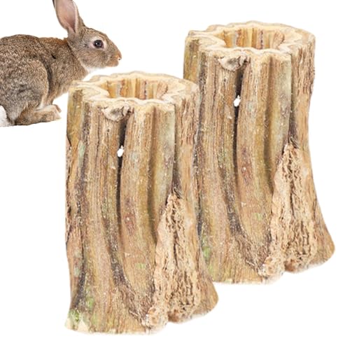 Häschen-Kaustangen, Häschen-Kausnacks | Holz-Kauspielzeug Hase Backenzahn-Leckereien | 2 Stück natürliche Papaya-Kaustangen, Hasenzahnpflege-Spielzeug für Kaninchen, Chinchilla, Hamster, Eichhörnchen, von FASSME