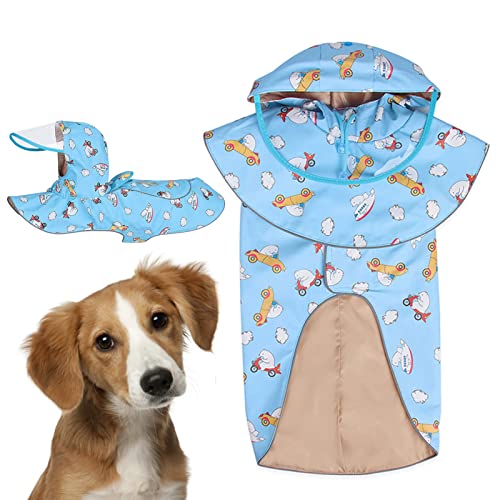 Hunde-Regenmantel, Haustier-Regenkleidung mit Poncho-Kapuze, Haustier-Poncho-Hoodies mit Streifen, reflektierend, leichte Regenjacke für Hunde, Welpen von FASSME