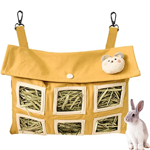 Kaninchen-Heu-Futtertasche, niedlich, zum Aufhängen, niedliche Futtertasche für Kaninchen, Meerschweinchen, Hamster, Chinchilla, kleine Haustiere, 3 Löcher von FASSME