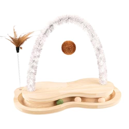 Katzenkratzspielzeug, Katzenkratzball-Spinner - Arch Katzenkratzspielzeug aus Holz mit drehbarem Drehteller,Stabiler, interaktiver Katzenartikel, Haustier-Verlobungs-Katzenspielzeug für Hauskatzen, kl von FASSME