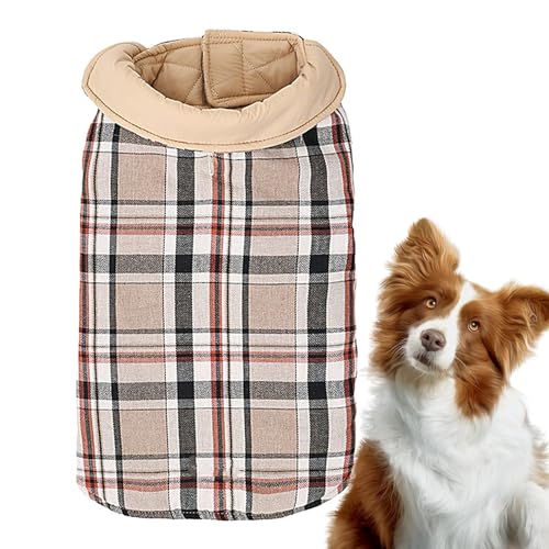 Warmer Hundemantel, wendbar, wasserdicht, winddicht, Hunde-Wintermantel, britischer Stil, kariert, für kaltes Wetter, mit Loch für Geschirr, Winterjacke, Hundekleidung und Schneeanzug von FASSME