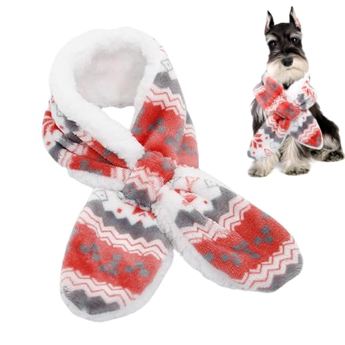 Weihnachts-Haustier-Schal, Hunde-Bandanas - Plüschschal Urlaubs-Haustierschal Halsbekleidung,Winter-Halswärmer für Hunde, Haustierschal für den Urlaub, Halsbekleidung für Katzen und Hunde von FASSME