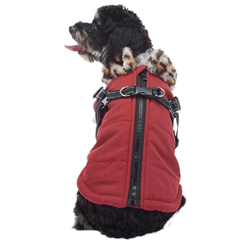 Winterjacke Für Hunde, Warmer Hundemantel, Reflektierende Hunde-Fleeceweste, Hundeweste Mit Integriertem Geschirr, Reflektierende Bekleidungs-Outfits Für Kleine Und Mittelgroße Hunde von FASSME