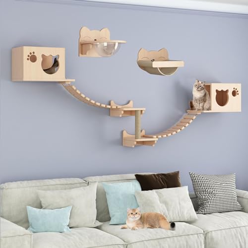 Kletterwand Katzen Ecke, Kratzbaum Wand Kletterwand, Katzen Kletterwand Set, Verdicktes Brett für Einfache Wartung und Reinigung, DIY-freie Kombination (Size : B4-9PCS) von FATACO