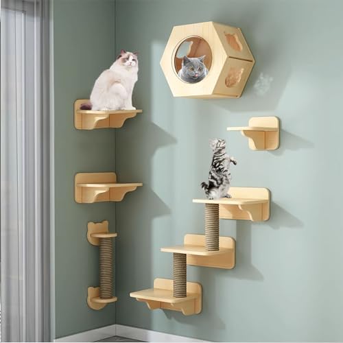 Kletterwand Katzen Set Große Katzen, mit Katzenhaus, Moderne Haustier-Sisal-Treppe, Katzenkratzbaum, Kann Frei Kombiniert Werden (Size : B1-10PCS) von FATACO