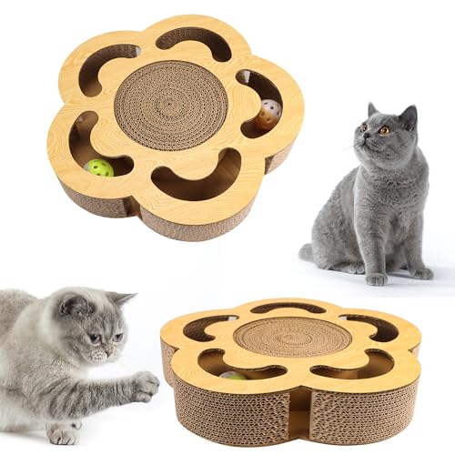 Upgrade Katzenkratzbrett mit Ball, Katze Akkordeon, Katze Cordion, Karton Katzenkratzer Katzenbett Interaktives Scratcher Katzenspielzeug von FATIRO