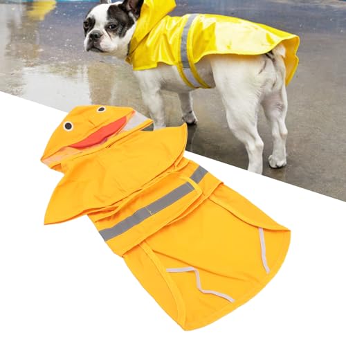 Hunde-Regenmantel, Hunde-Regenmantel mit Reißverschluss, Enten-Stil, Einseitiger Slicker-Poncho, Verstellbarer Kordelzug, Wasserdicht, Transparente PVC-Krempe, für Kleine Bis (L) von FAUOSWUK