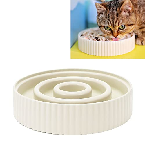 Slow Feeder Hundenäpfe Langsamer Futternapf für Pp. Katzen, 17 cm Munddurchmesser 4 cm Hoch Futternapf für Langsames Fressen für Kleine Hunde und Katzen (Beige) von FAUOSWUK