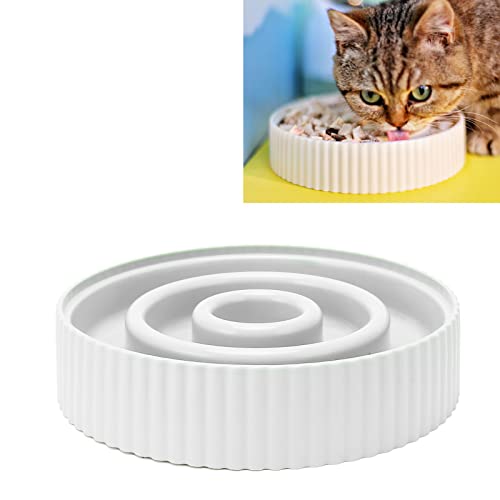 Slow Feeder Hundenäpfe Langsamer Futternapf für Pp. Katzen, 17 cm Munddurchmesser 4 cm Hoch Futternapf für Langsames Fressen für Kleine Hunde und Katzen (Weiß) von FAUOSWUK