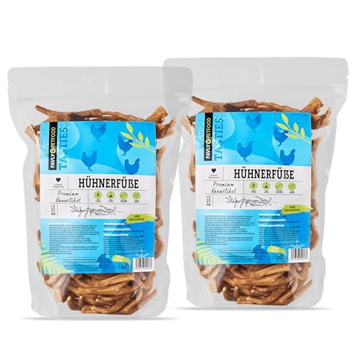 FAVLY Petfood Premium Hühnerfüße für Hunde 2000g - luftgetrockneter Naturkauartikel - splitterfrei - natürliche Zahnpflege - für Welpen & große Hunde (2er Pack) von FAVLY Petfood