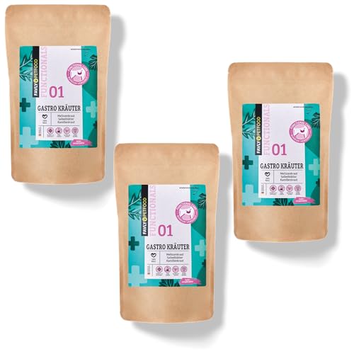 FAVLY Petfood Functionals: Gastro Kräuter zur natürlichen Unterstützung Einer geregelten Verdauung und Stabilisierung der Darmflora 3x150g von FAVLY Petfood