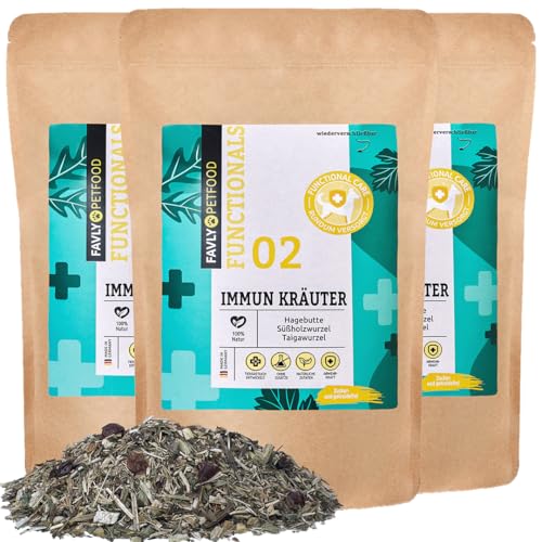 FAVLY Petfood Functionals: Immun Kräuter zur natürlichen Stärkung der körpereigenen Abwehrkräfte und des Immunsystems 3x150g von FAVLY Petfood