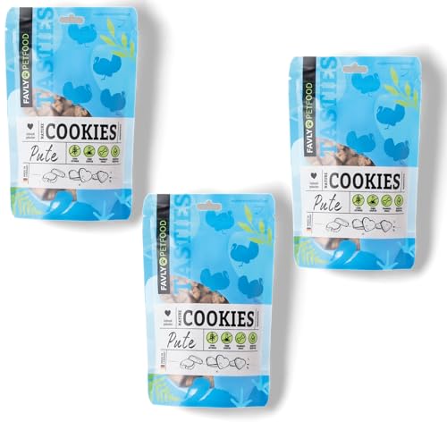 FAVLY Petfood Nature Cookies: getreidefreier Hundekeks - Sorte: Pute 360g - nur 3 Zutaten, zuckerfrei, kleines & Crunchy Hundeleckerli, Trainingssnack - hohe Akzeptanz (3er Pack) von FAVLY Petfood