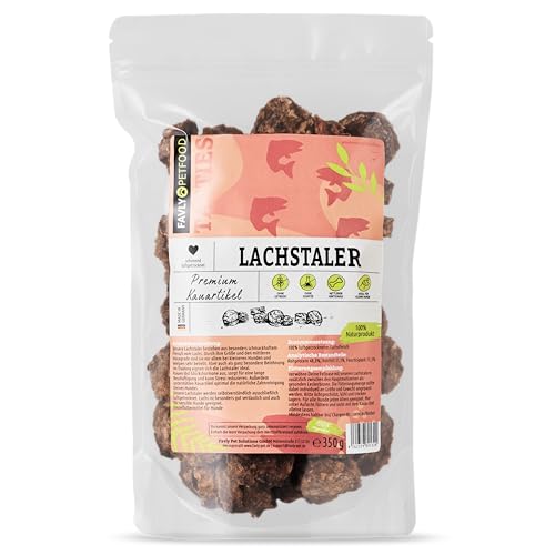 FAVLY Petfood Premium Lachsfleischtaler für Hunde 350g - luftgetrockneter Kauartikel 100% natürlich – natürliche Zahnpflege – wegen Härtegrad eher für große Hunde von FAVLY Petfood