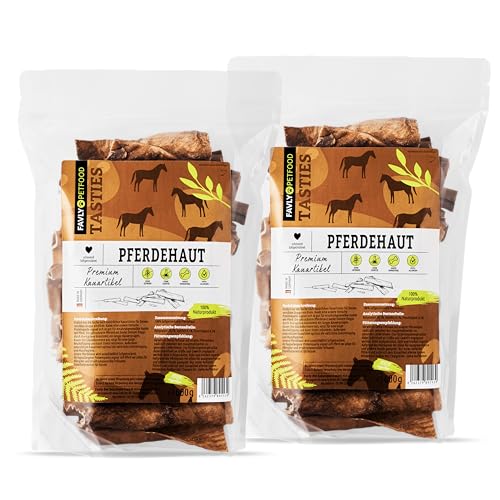 FAVLY Petfood Premium Pferdehaut für Hunde 1200g - luftgetrockneter Kauartikel 100% natürlich - splitterfrei - natürliche Zahnpflege - für Welpen & große Hunde (2er Pack) von FAVLY Petfood