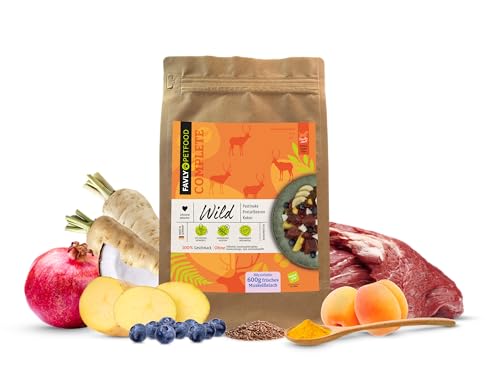 FAVLY Petfood Trockenfutter Wild mit Pastinake, Preiselbeeren & Kokos: wir verwenden ausschließlich frisches Muskelfleisch vom Hirsch & REH – Adult, 3.000g von FAVLY Petfood