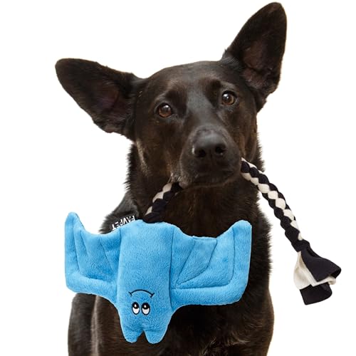 FAVPET Plüsch Hunde Spielzeug Fledermaus, Robustes Hundespielzeug Quietschend Große Hunde, Quietschendes Hundespielzeug Kleine Hunde Plüschtier, Lustiges Hundespielzeug Welpen Plüsch (Blau) von FAVPET