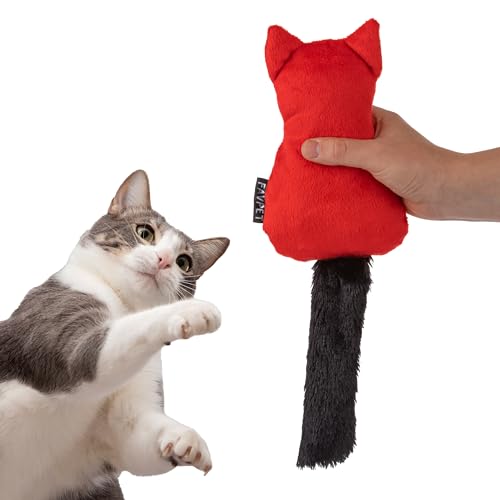 FAVPET Plüsch Katzenspielzeug mit Glöckchen, Schmusekissen für Katzen, Katzen Spielzeug Plüschtiere, Kuscheltier für Katzen, Plüsch Spielzeug Katze, Spielzeug für Katzen, Kitten Spielzeug (Rot) von FAVPET