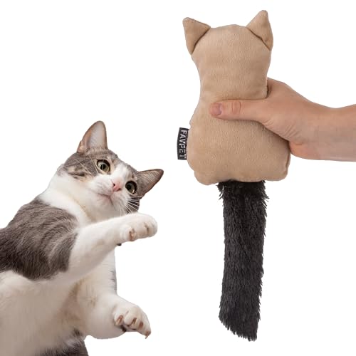 FAVPET Plüsch Katzenspielzeug mit Glöckchen, Schmusekissen für Katzen, Katzen Spielzeug Plüschtiere, Kuscheltier für Katzen, Plüsch Spielzeug Katze, Spielzeug für Katzen, Kitten Spielzeug (Beige) von FAVPET