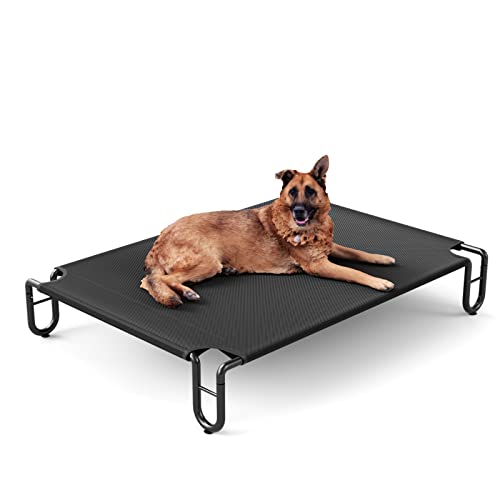 FAYDUDU Hundebett Grosse Hunde Hundeliege Outdoor Erhöhte Hundebett mit Kühlender Wirkung Katzenbett Haustierbett Waschbar Dauerhaft (L, Schwarz) von FAYDUDU