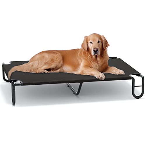 FAYDUDU Hundebett Grosse Hunde Hundeliege Outdoor Erhöhte Hundebett mit Kühlender Wirkung Katzenbett Haustierbett Waschbar Dauerhaft (XL, Schwarz) von FAYDUDU