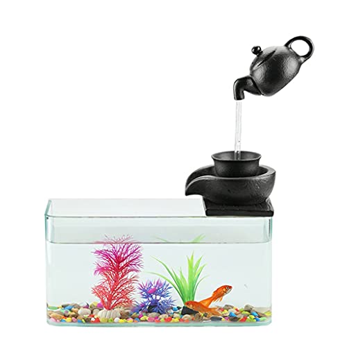 Aquarium Aquarium Kreative Fließendes Wasser Desktop Glas Aquarium Zirkulierende Fließendes Wasser Desktop Glas Aquarium Zirkulierendes Hängendes Büro Home Dekoration Ornamente Aquarium Tank von FBHappiness