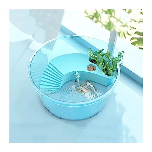 Aquarium Schildkrötenbecken mit Sonnendeck Futterkasten kann mit Wasserpflanzen n mit Wasserpflanzen bepflanzt Werden Aquascape Aquarium Kleiner Haushaltsbehälter Rund Transparent (Size : L) von FBHappiness